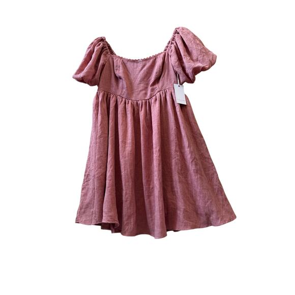A Collective Story Puff Sleeve Babydoll Minidress pink women’s  sz medium - Picture 4 of 9